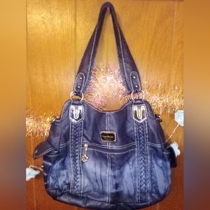 Angel Barcelo Shoulder Bag Blue Washed leather